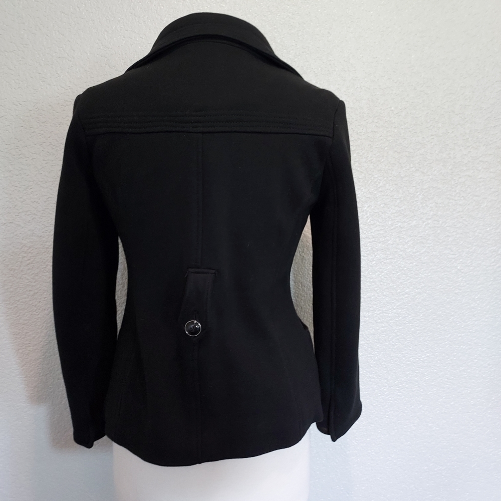 Kenneth Cole Black Button Pea Coat Size Small - Picture 7 of 13